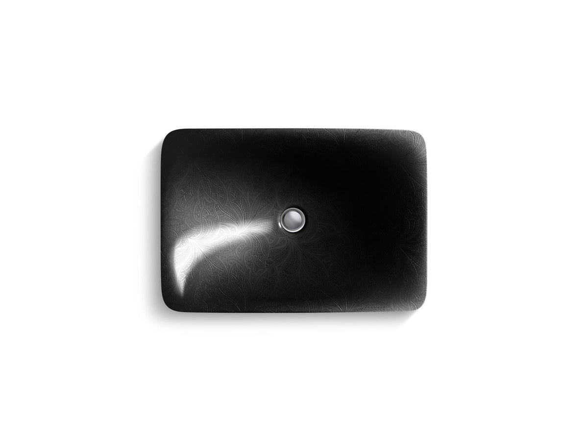 KOHLER K-75749-FP2-7 Sartorial Paisley Carillon 21" Rectangular Drop-In Bathroom Sink, No Overflow - Black Sartorial Paisley