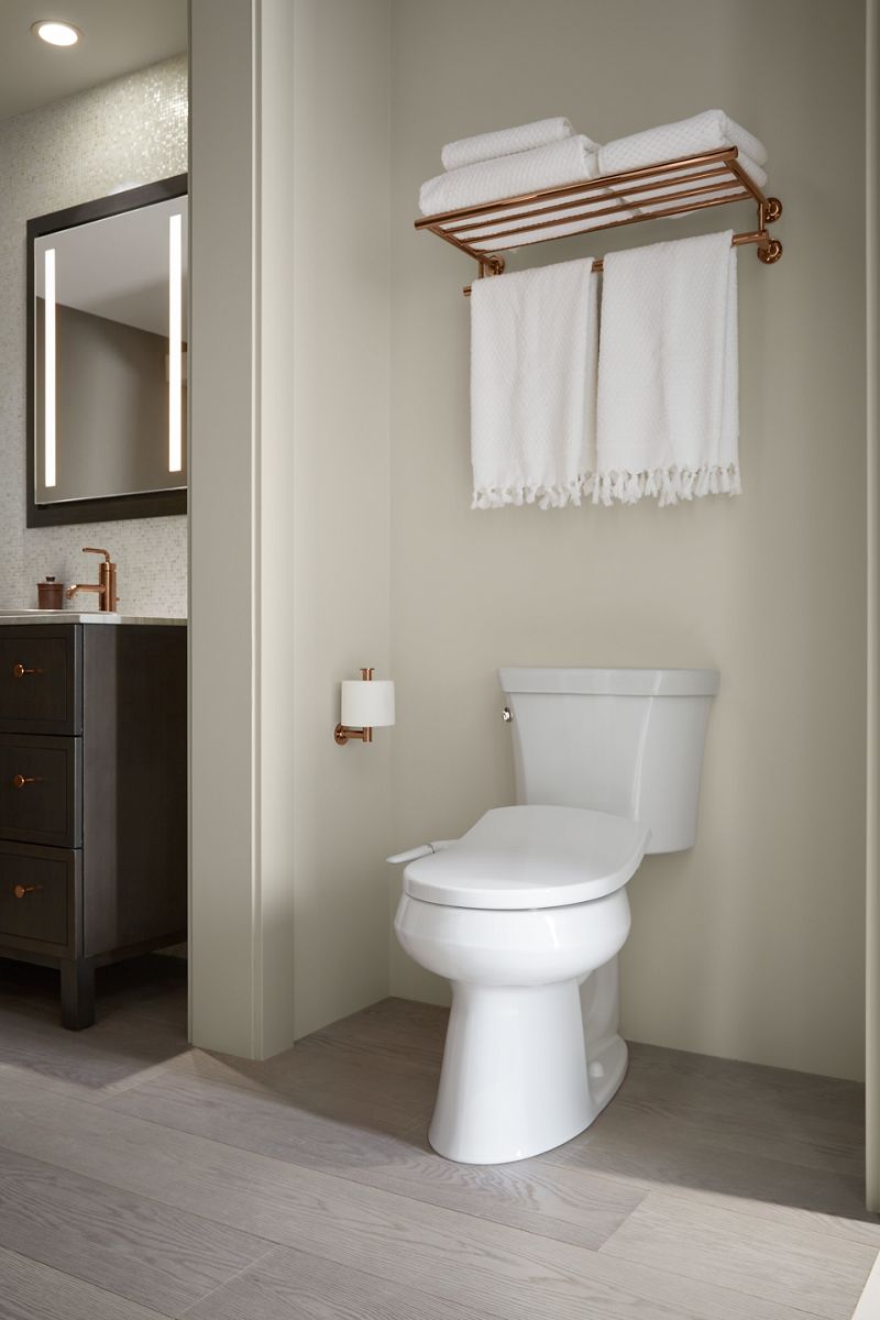 KOHLER K-76923-96 Purewash M250 Quiet-Close Round-Front Manual Bidet Toilet Seat - Biscuit