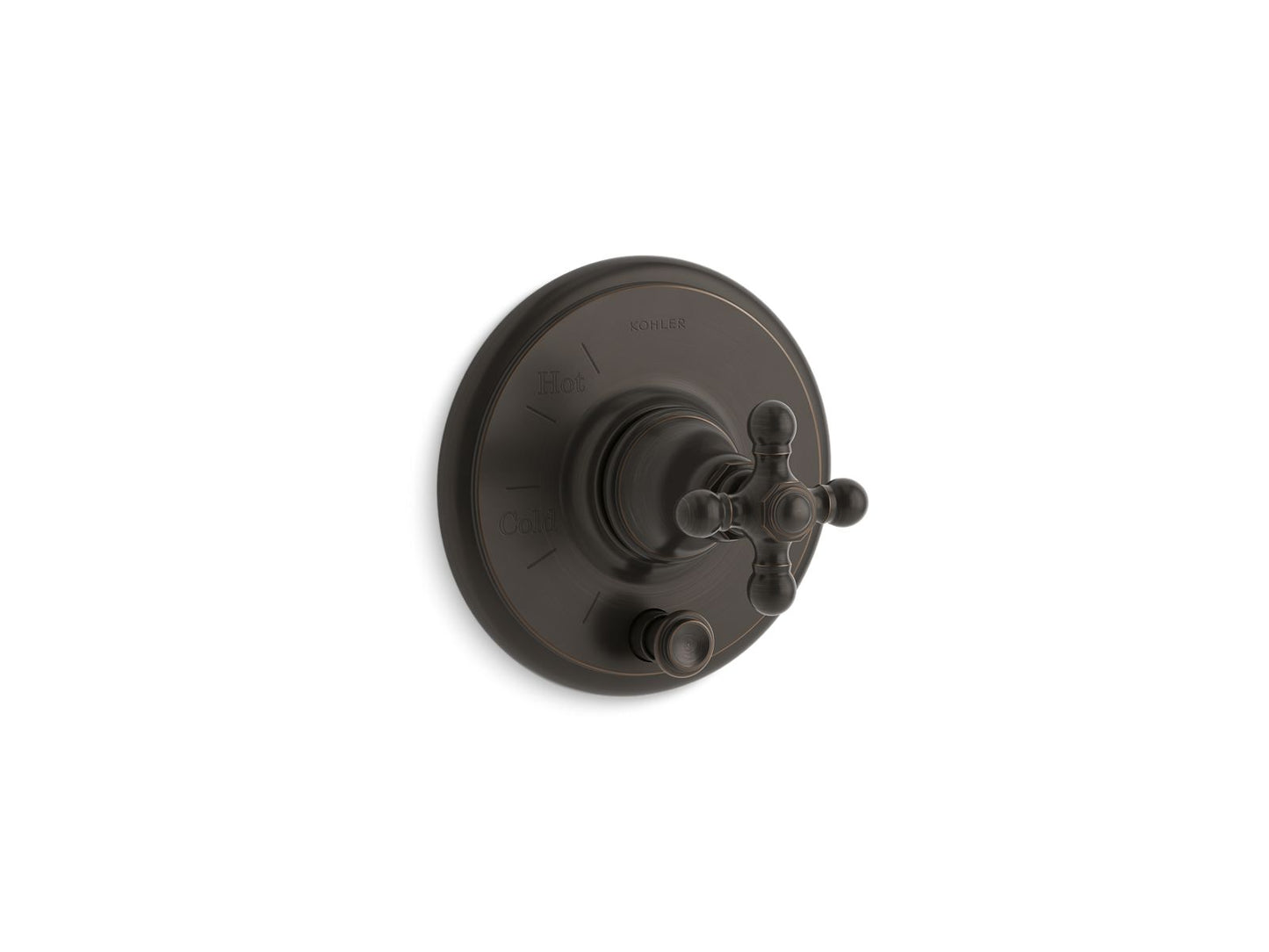 KOHLER K-T72768-3-2BZ Artifacts Rite-Temp Valve Trim With Push-Button Diverter And Cross Handle In Oil-Rubbed Bronze