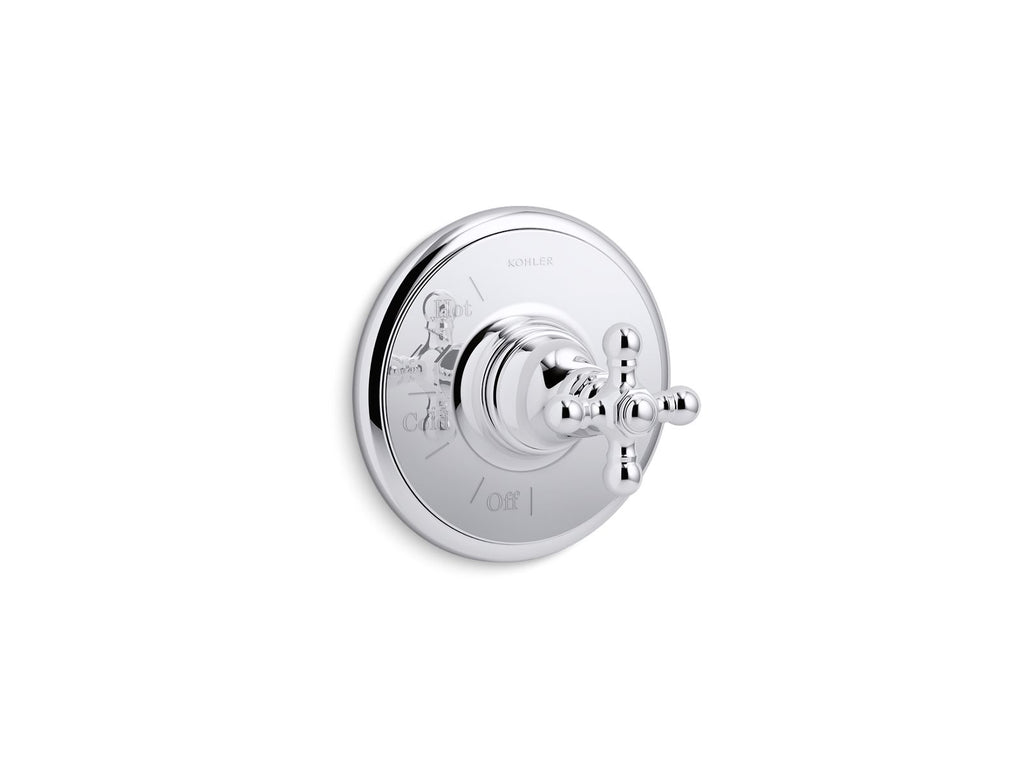 KOHLER K-TS72767-3-AF Artifacts Rite-Temp Valve Trim With Cross Handle - Vibrant French Gold