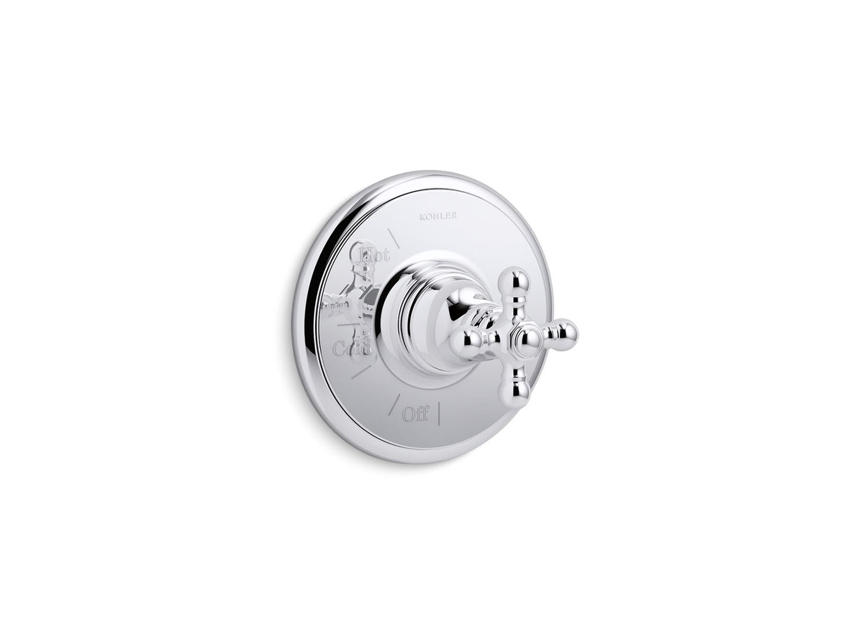 KOHLER K-TS72767-3-AF Artifacts Rite-Temp Valve Trim With Cross Handle - Vibrant French Gold