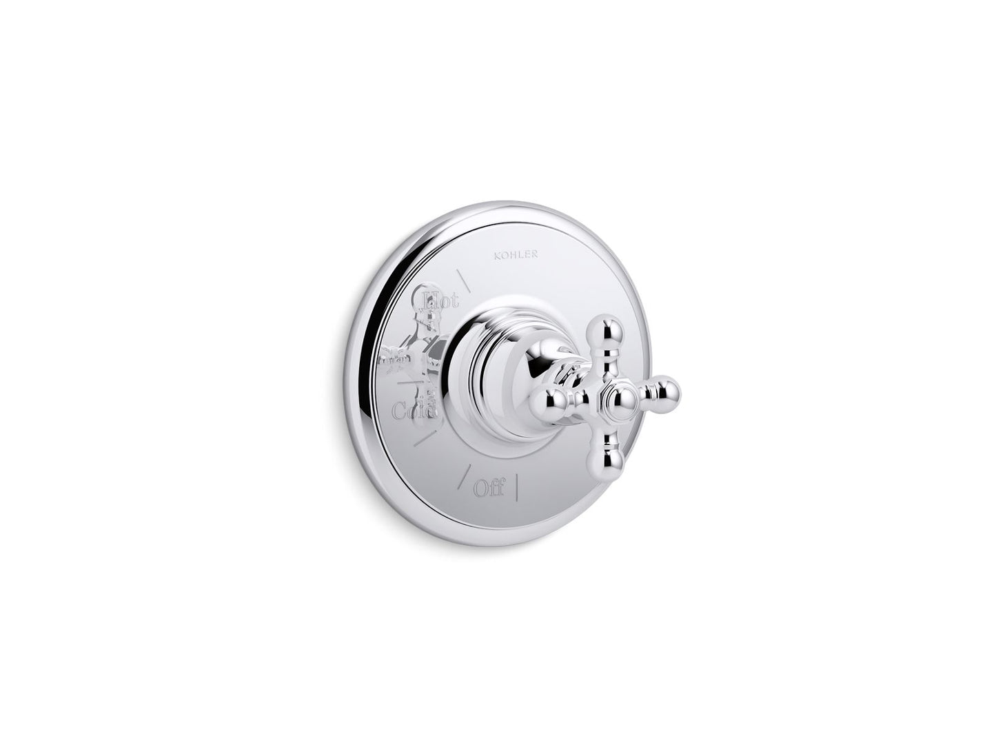 KOHLER K-TS72767-3-CP Artifacts Rite-Temp valve trim with cross handle - Polished Chrome