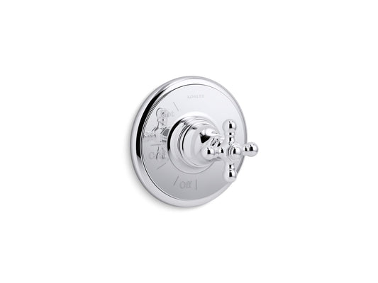 KOHLER K-TS72767-3-CP Artifacts Rite-Temp valve trim with cross handle - Polished Chrome