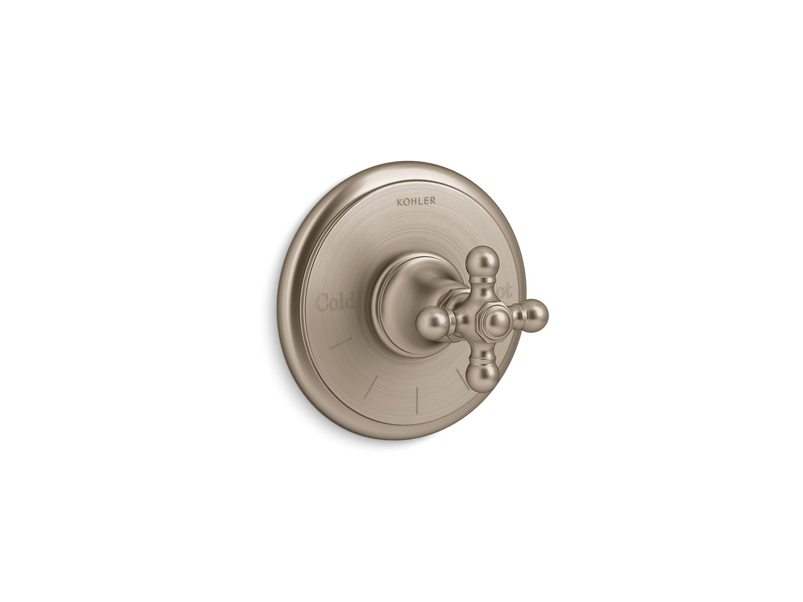 KOHLER K-T72769-3-BV Artifacts Mastershower Temperature Control Valve Trim With Cross Handle - Vibrant Brushed Bronze