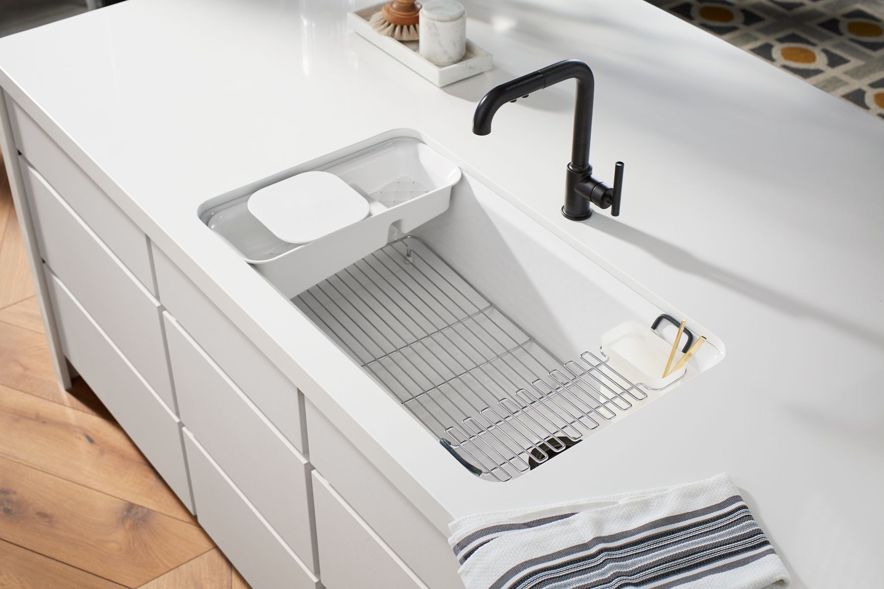 KOHLER K-5871-5UA3-TRF Riverby 33" Undermount Single-Bowl Workstation Kitchen Sink - Truffle