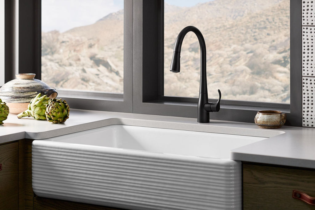 KOHLER K-596-VS Simplice Pull-Down Kitchen Sink Faucet With Three-Function Sprayhead - Vibrant Stainless
