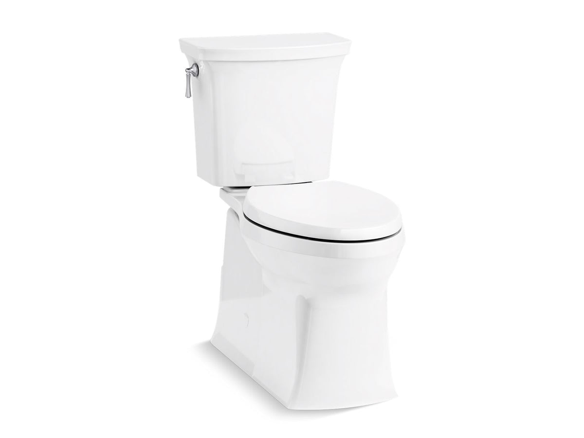 KOHLER K-3814-7 Corbelle Two-Piece Elongated Toilet With Skirted Trapway, 1.28 Gpf - Black Black