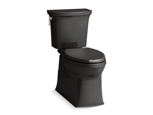 KOHLER K-5709-7 Corbelle Continuousclean Xt Two-Piece Elongated Toilet With Skirted Trapway, 1.28 Gpf In Black Black