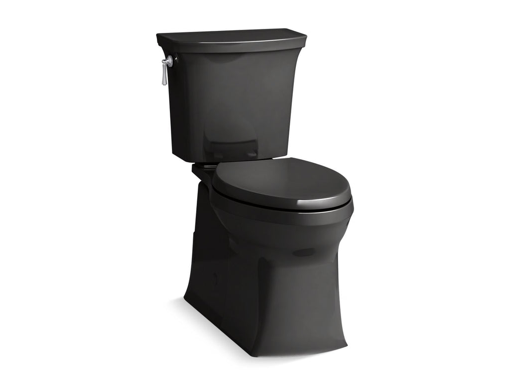 KOHLER K-3814-7 Corbelle Two-Piece Elongated Toilet With Skirted Trapway, 1.28 Gpf - Black Black