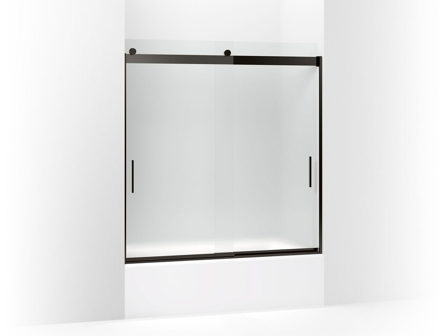 KOHLER K-706000-D3-ABZ Levity Sliding Bath Door, 62" H X 56-5/8 - 59-5/8" W, With 1/4" Thick Frosted Glass In Anodized Dark Bronze