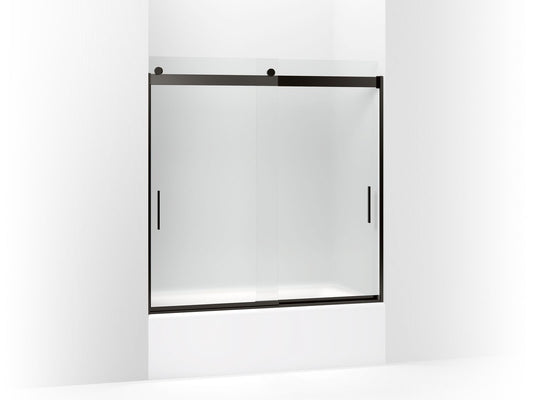 KOHLER K-706002-D3-ABZ Levity Sliding Bath Door, 59-3/4" H X 56-5/8 - 59-5/8" W, With 1/4" Thick Frosted Glass In Anodized Dark Bronze