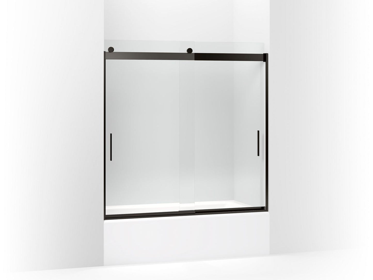 KOHLER K-706002-L-ABZ Levity Sliding Bath Door, 59-3/4" H X 56-5/8 - 59-5/8" W, With 1/4" Thick Crystal Clear Glass In Anodized Dark Bronze