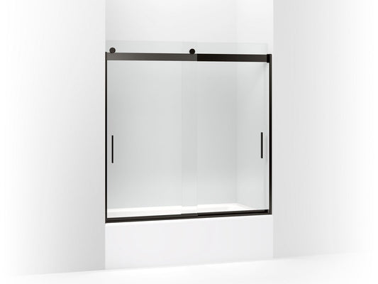 KOHLER K-706002-L-ABZ Levity Sliding Bath Door, 59-3/4" H X 56-5/8 - 59-5/8" W, With 1/4" Thick Crystal Clear Glass In Anodized Dark Bronze