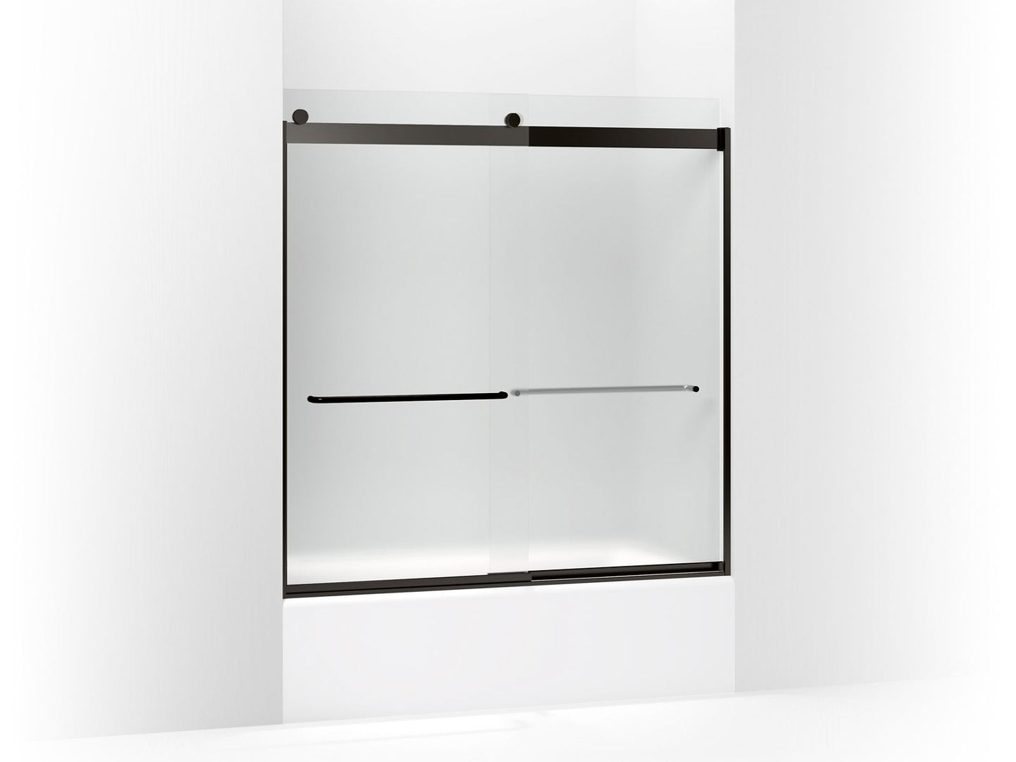 KOHLER K-706004-D3-ABZ Levity Sliding Bath Door, 62" H X 56-5/8 - 59-5/8" W, With 1/4" Thick Frosted Glass In Anodized Dark Bronze