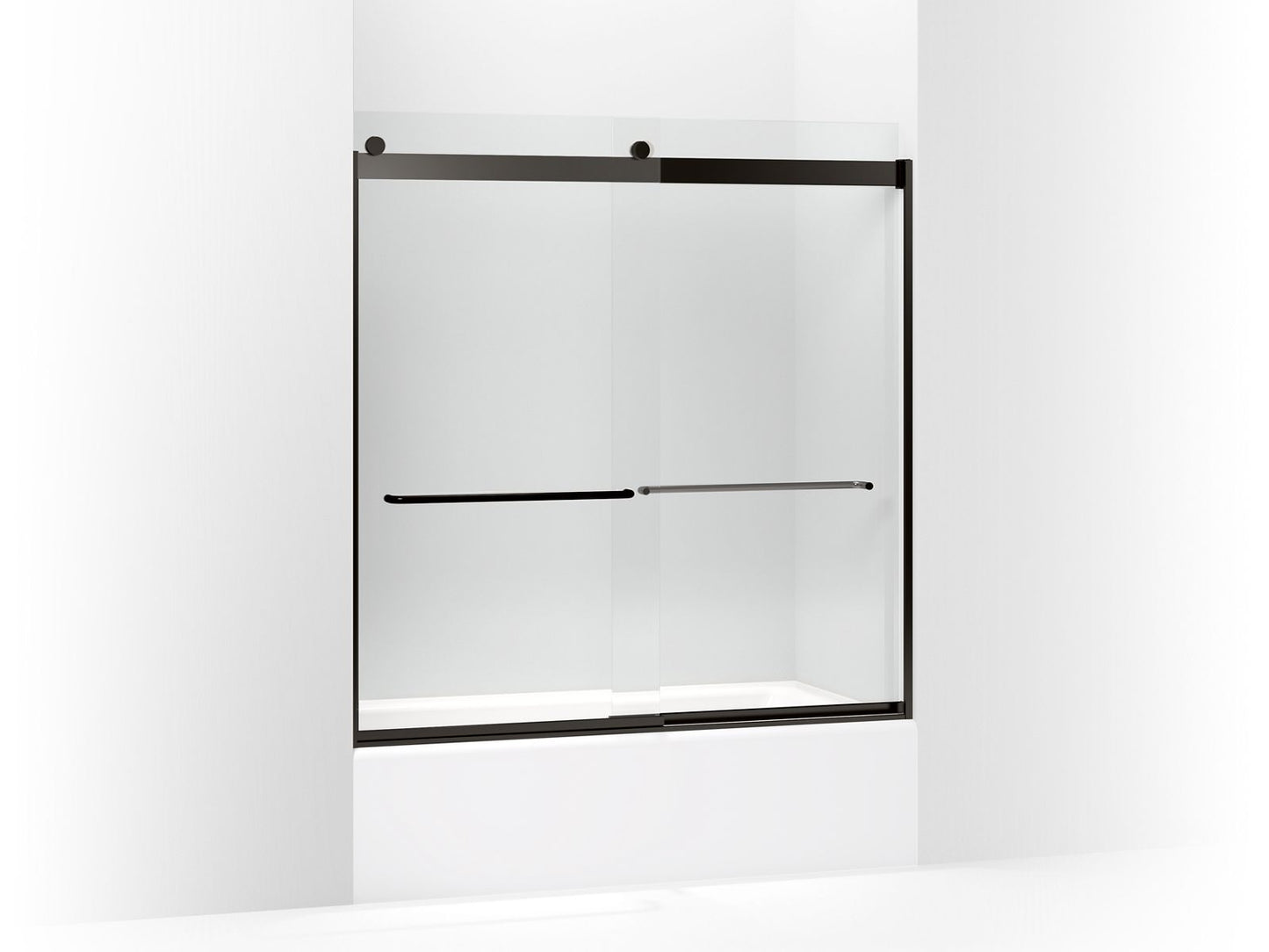 KOHLER K-706004-L-ABZ Levity Sliding Bath Door, 62" H X 56-5/8 - 59-5/8" W, With 1/4" Thick Crystal Clear Glass In Anodized Dark Bronze