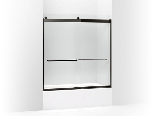 KOHLER K-706004-L-ABZ Levity Sliding Bath Door, 62" H X 56-5/8 - 59-5/8" W, With 1/4" Thick Crystal Clear Glass In Anodized Dark Bronze