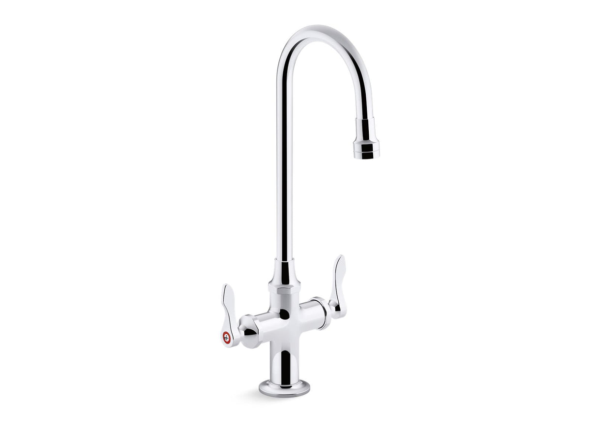 KOHLER K-100T70-4AKA-CP Triton Bowe 1.0 Gpm Monoblock Gooseneck Bathroom Sink Faucet With Aerated Flow And Lever Handles, Drain Not Included - Polished Chrome