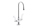KOHLER K-100T70-5ANL-CP Triton Bowe 0.5 Gpm Monoblock Gooseneck Bathroom Sink Faucet With Laminar Flow And Wristblade Handles, Drain Not Included - Polished Chrome