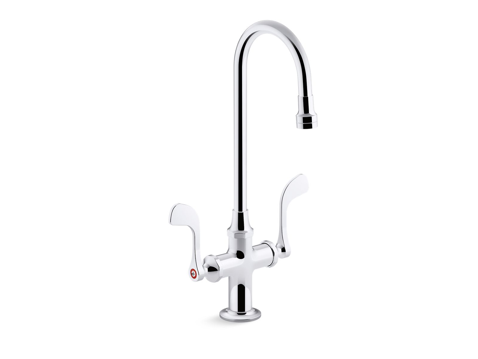 KOHLER K-100T70-5ANL-CP Triton Bowe 0.5 Gpm Monoblock Gooseneck Bathroom Sink Faucet With Laminar Flow And Wristblade Handles, Drain Not Included - Polished Chrome