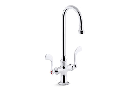 KOHLER K-100T70-5AKA-CP Triton Bowe 1.0 gpm monoblock gooseneck bathroom sink faucet with aerated flow and wristblade handles, drain not included - Polished Chrome