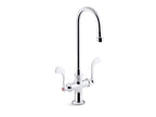 KOHLER K-100T70-5ANL-CP Triton Bowe 0.5 Gpm Monoblock Gooseneck Bathroom Sink Faucet With Laminar Flow And Wristblade Handles, Drain Not Included - Polished Chrome