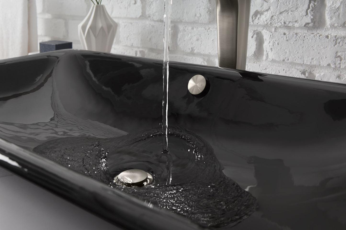 KOHLER K-20212-P5-0 Iron Plains 30" rectangular drop-in/undermount/vessel bathroom sink with Iron Black painted underside - White