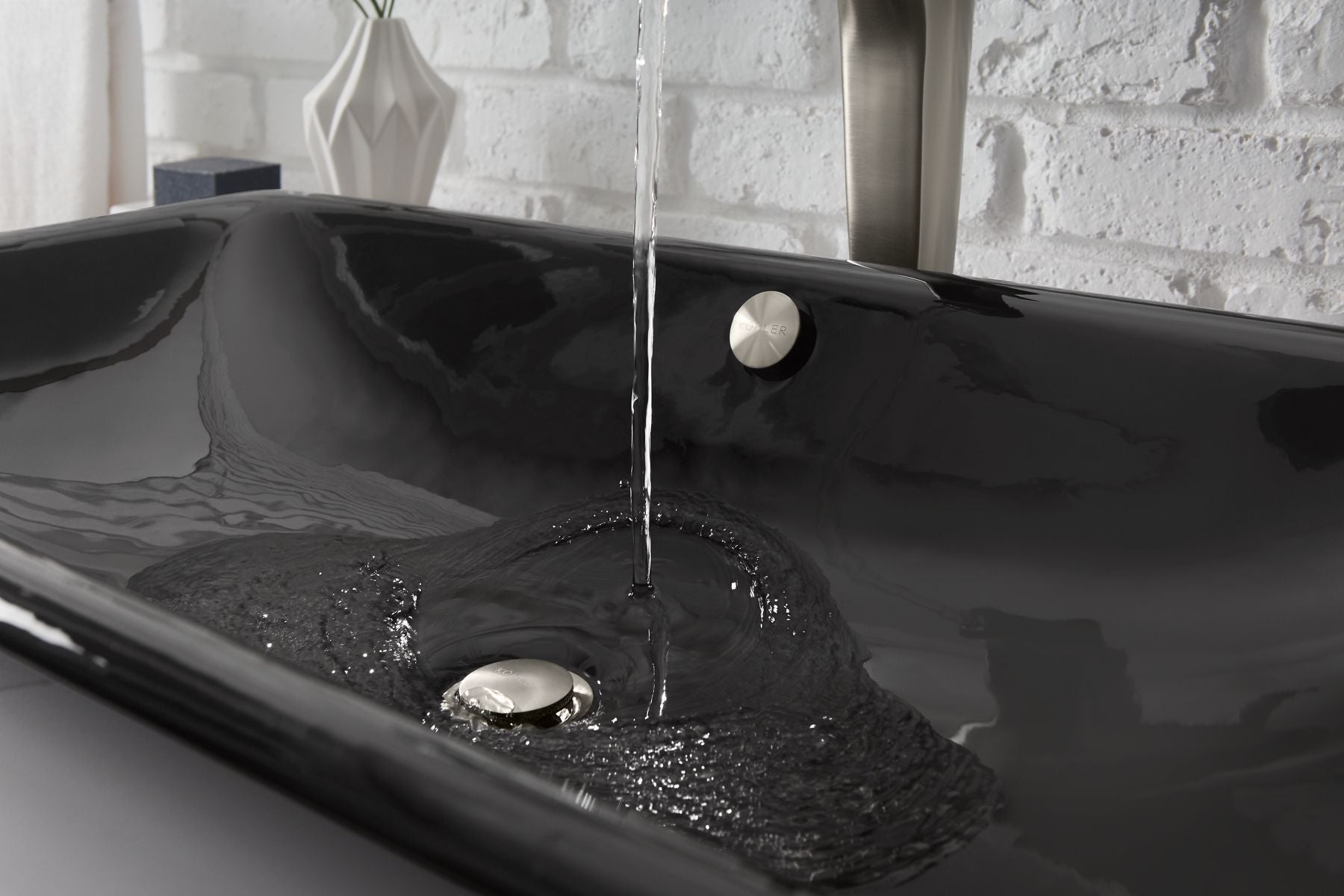KOHLER K-20212-P5-0 Iron Plains 30" Rectangular Drop-In/Undermount/Vessel Bathroom Sink With Iron Black Painted Underside - White