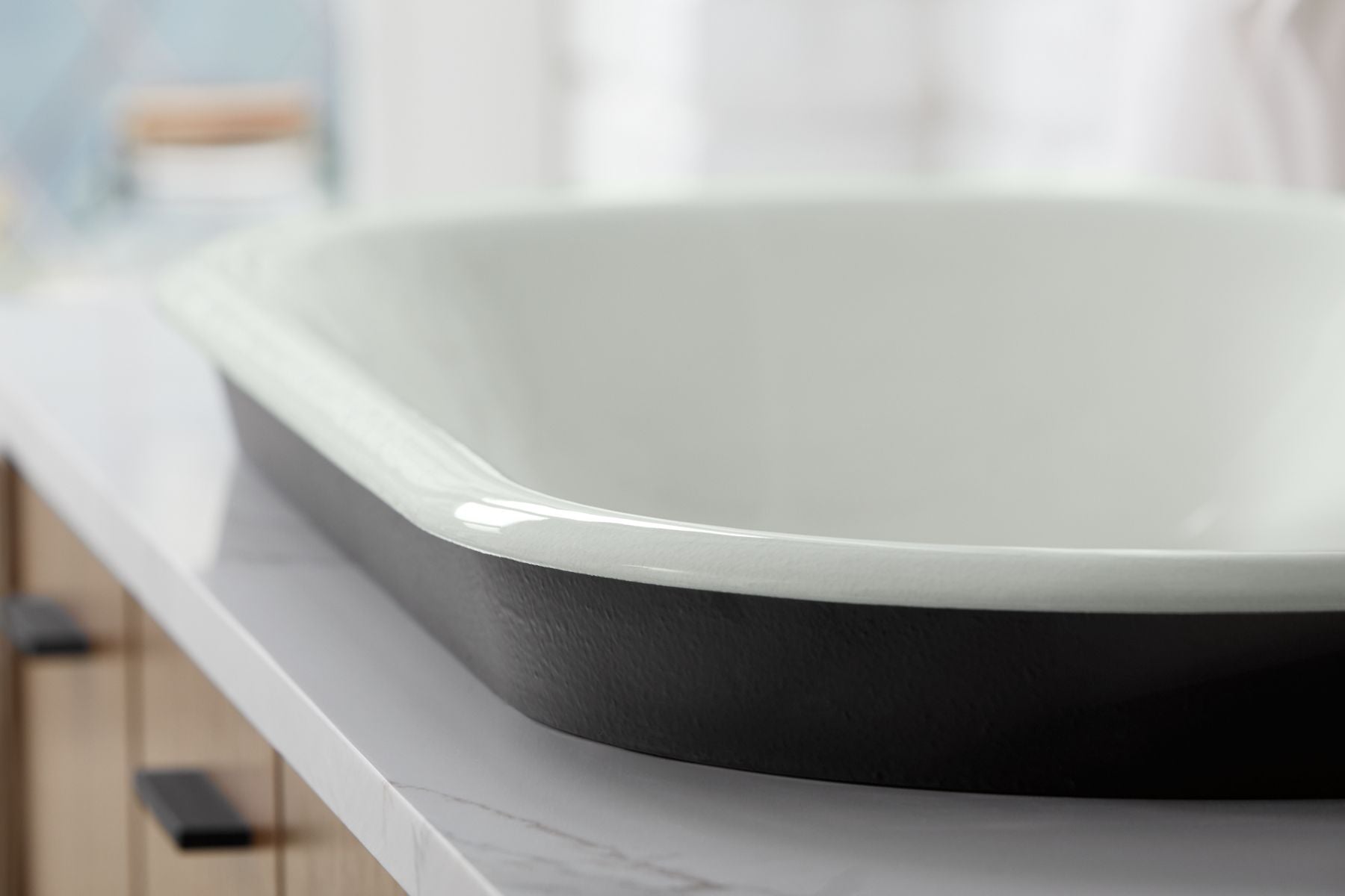 KOHLER K-20213-7 Iron Plains 33" Oval Drop-In/Undermount Bathroom Sink - Black Black