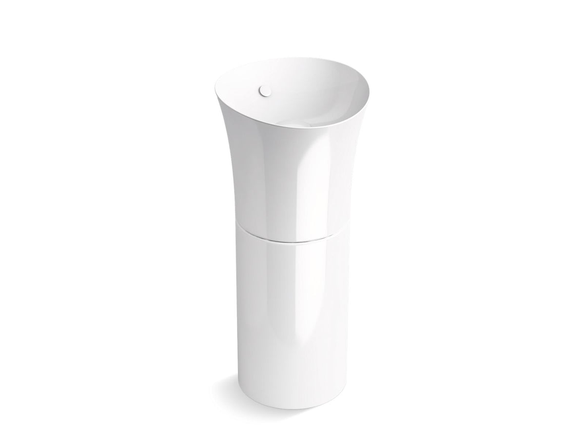 KOHLER K-20701-96 Veil 16" Round Pedestal Bathroom Sink - Biscuit