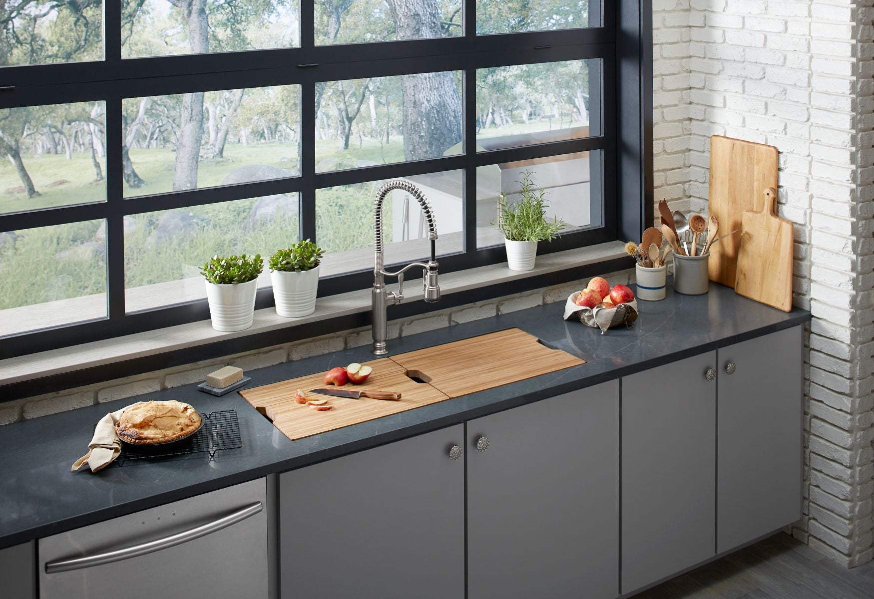 KOHLER K-23652-NA Prolific 44" Undermount Single-Bowl Workstation Kitchen Sink - Stainless Steel