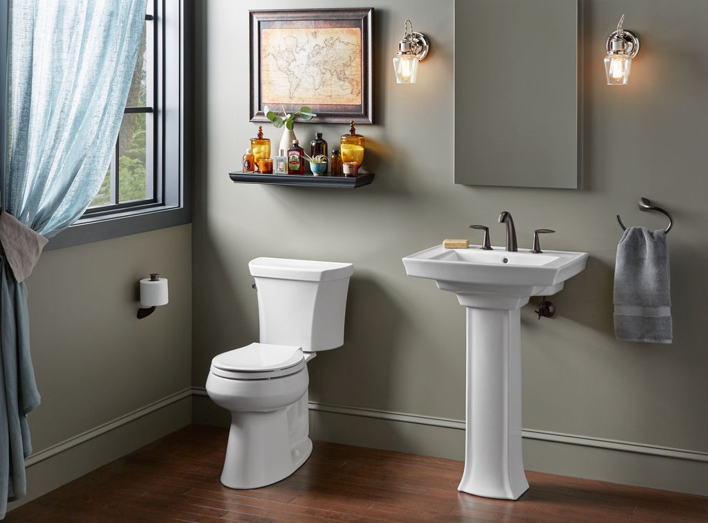 KOHLER K-5481-7 Highline Two-Piece Round-Front Toilet, 1.28 Gpf - Black Black