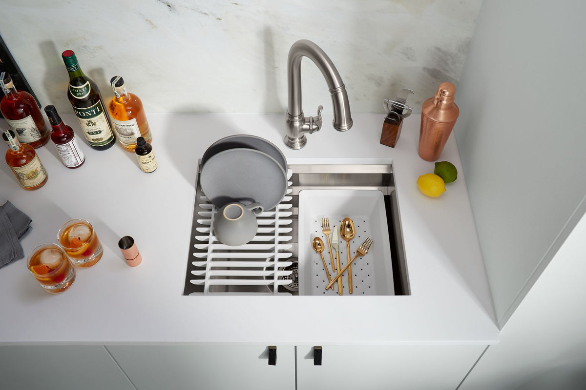 KOHLER K-23650-NA Prolific 23" Undermount Single-Bowl Workstation Kitchen Sink - Stainless Steel