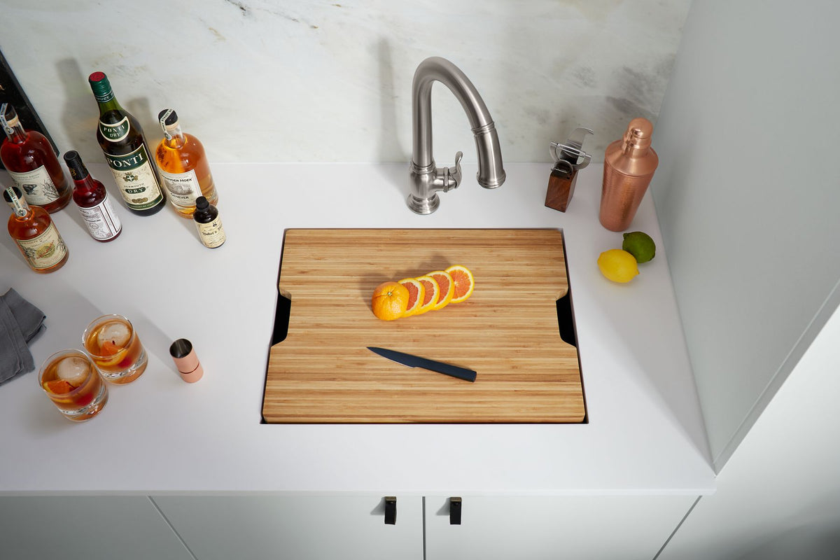 KOHLER K-23650-NA Prolific 23" Undermount Single-Bowl Workstation Kitchen Sink - Stainless Steel