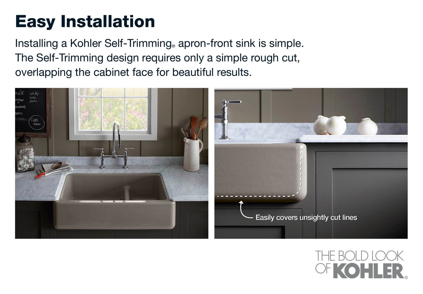 KOHLER K-5827-NY Whitehaven 32-3/4" undermount single-bowl farmhouse kitchen sink - Dune