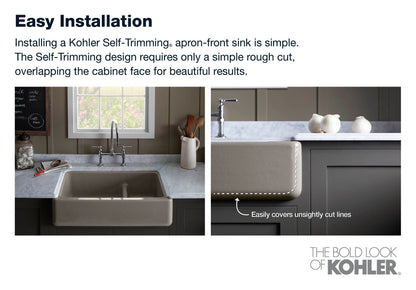 KOHLER K-5827-NY Whitehaven 32-3/4" undermount single-bowl farmhouse kitchen sink - Dune