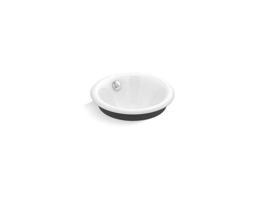 KOHLER K-20211-P5-0 Iron Plains 12" Round Drop-In/Undermount/Vessel Bathroom Sink With Iron Black Painted Underside In White