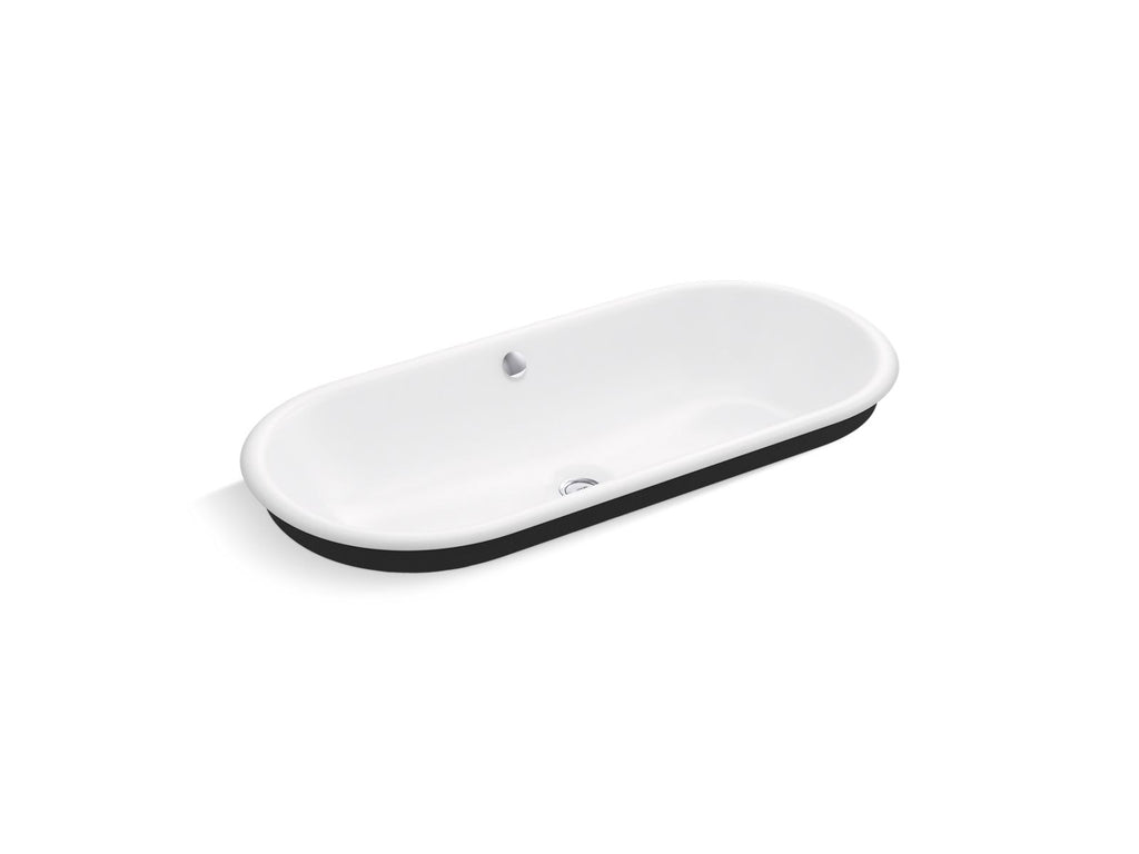 KOHLER K-20213-P5-96 Iron Plains 33" Oval Drop-In/Undermount/Vessel Bathroom Sink With Iron Black Painted Underside - Biscuit