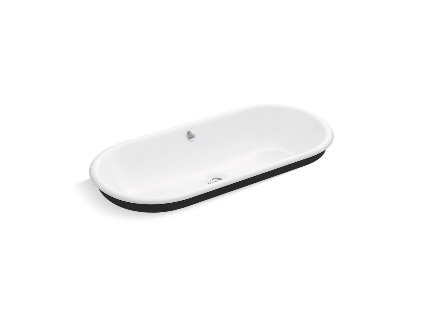 KOHLER K-20213-P5-0 Iron Plains 33" oval drop-in/undermount/vessel bathroom sink with Iron Black painted underside - White