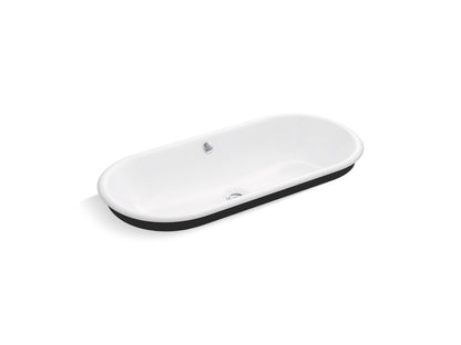 KOHLER K-20213-P5-0 Iron Plains 33" oval drop-in/undermount/vessel bathroom sink with Iron Black painted underside - White