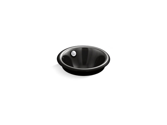 KOHLER K-20211-P5-7 Iron Plains 12" Round Drop-In/Undermount/Vessel Bathroom Sink With Iron Black Painted Underside In Black Black