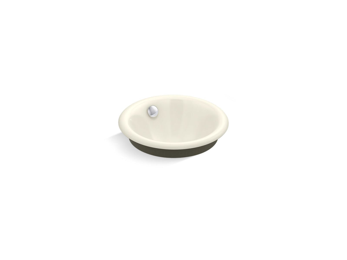 KOHLER K-20211-P5-96 Iron Plains 12" Round Drop-In/Undermount/Vessel Bathroom Sink With Iron Black Painted Underside In Biscuit