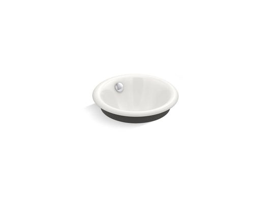 KOHLER K-20211-P5-FF Iron Plains 12" Round Drop-In/Undermount/Vessel Bathroom Sink With Iron Black Painted Underside In Sea Salt