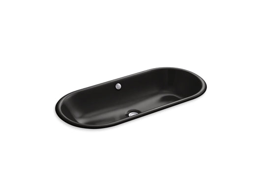 KOHLER K-20213-7 Iron Plains 33" Oval Drop-In/Undermount Bathroom Sink In Black Black