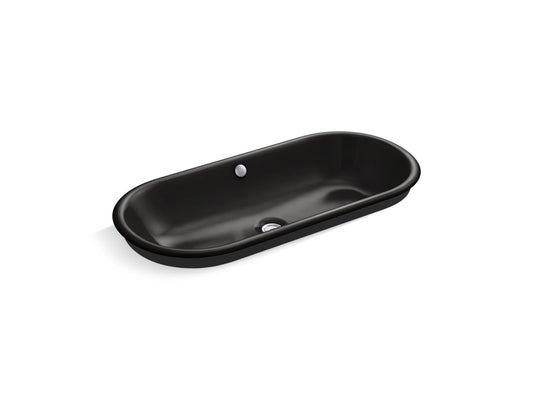 KOHLER K-20213-P5-7 Iron Plains 33" Oval Drop-In/Undermount/Vessel Bathroom Sink With Iron Black Painted Underside In Black Black