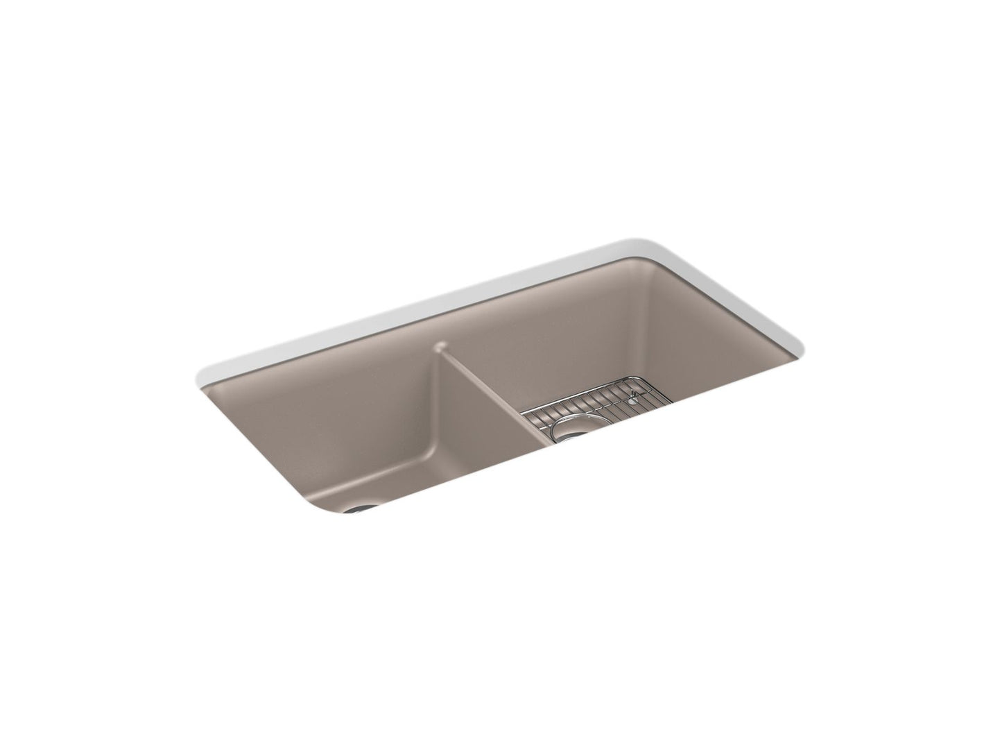 KOHLER K-8199-CM3 Cairn 33-1/2" Undermount Double-Bowl Kitchen Sink In Matte Taupe