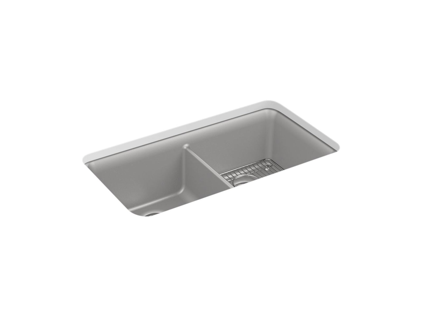 KOHLER K-8199-CM4 Cairn 33-1/2" Undermount Double-Bowl Kitchen Sink In Matte Grey