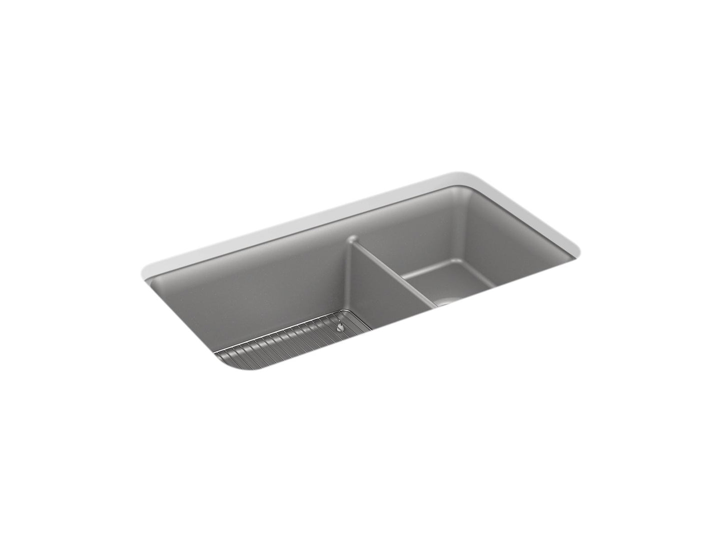 KOHLER K-8204-CM4 Cairn 33-1/2" Undermount Double-Bowl Kitchen Sink In Matte Grey