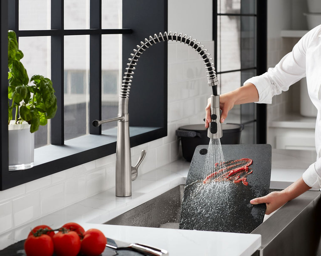 KOHLER K-22033-VS Simplice Semi-Professional Kitchen Sink Faucet With Three-Function Sprayhead - Vibrant Stainless