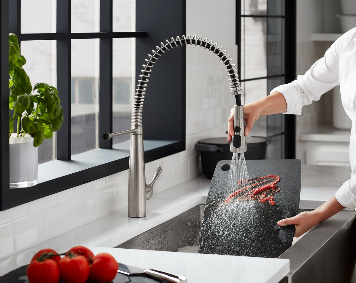 KOHLER K-22033-VS Simplice Semi-Professional Kitchen Sink Faucet With Three-Function Sprayhead - Vibrant Stainless