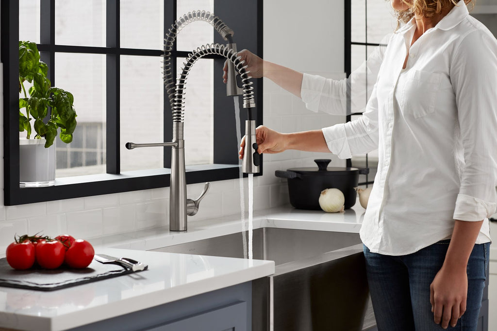 KOHLER K-22033-VS Simplice Semi-Professional Kitchen Sink Faucet With Three-Function Sprayhead - Vibrant Stainless